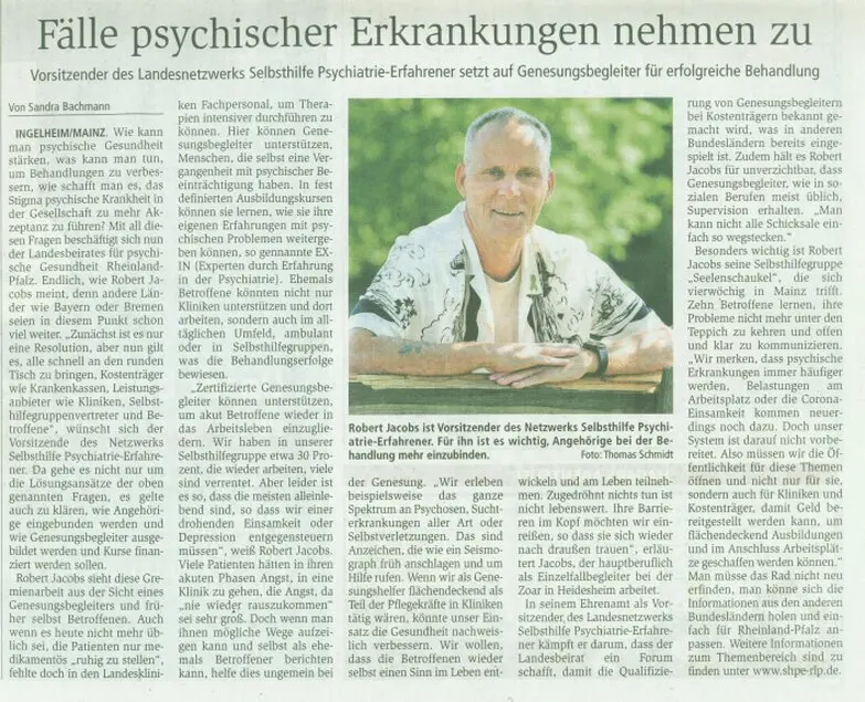 Artikel in der Allgemeinen Zeitung vom 26.07.2024 Interview zur EX-IN Resolution