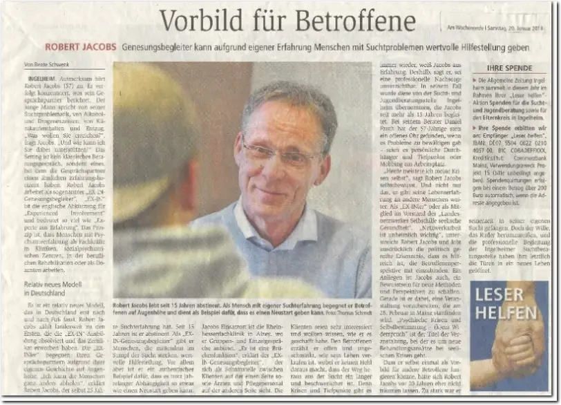 Zeitungsbericht Vorbild für Betroffene